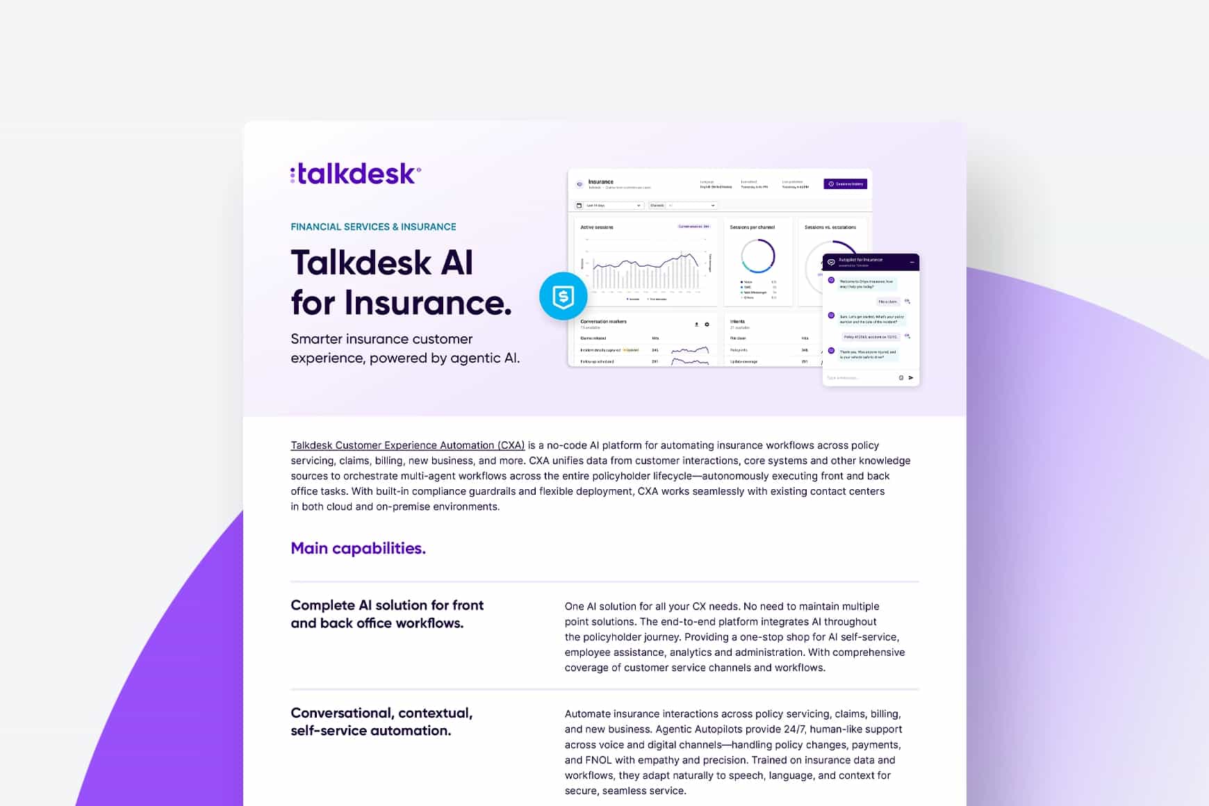 Talkdesk AI for Insurance Datasheet