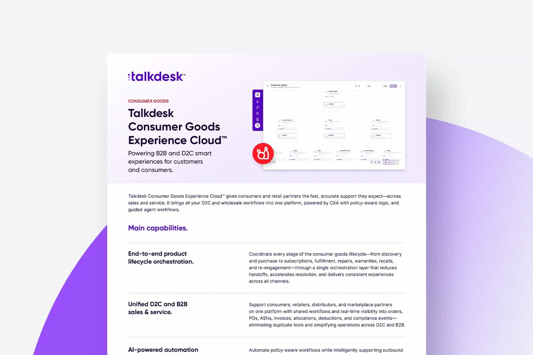 Talkdesk Consumer Goods Experience Cloud